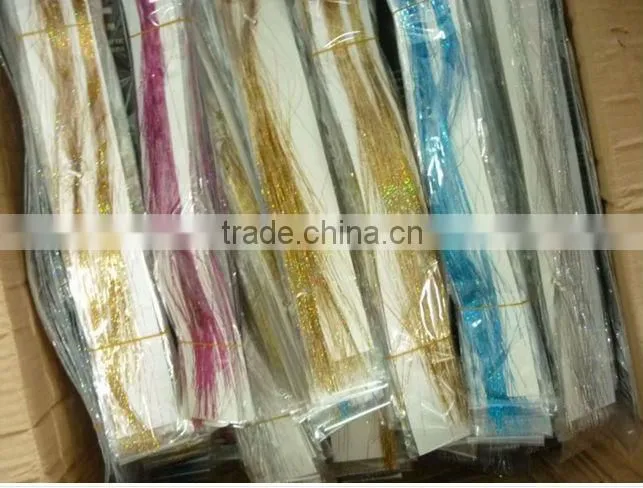 top selling rainbow color sparkling clip in hair tinsel