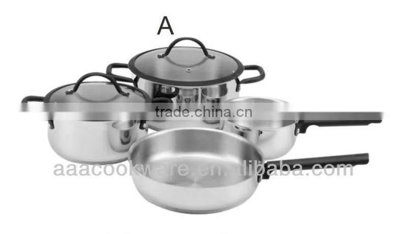 6pcs stainless steel german cookware sets with colorful silicone lid and silicone spray handle