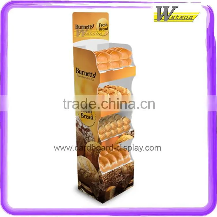 4 layer free floor standing cardboard display shelf for bread