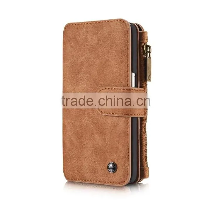 Caseme Card slot PU leather wallet case for S7 Zipper photo frame flip case for S7