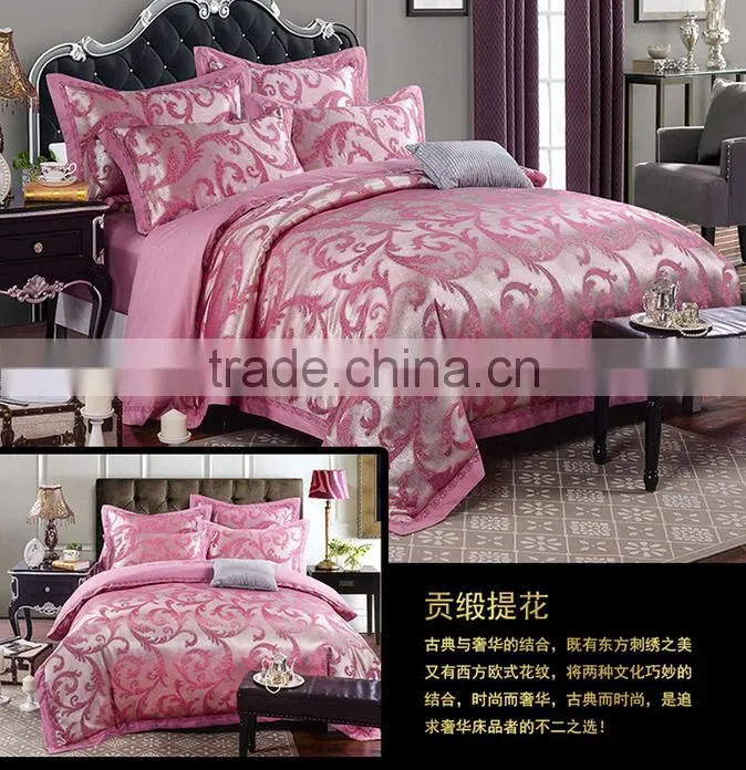 Wedding suite red roses optimal silk satin jacquard Bedding Set