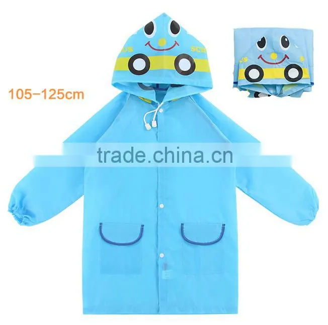 PU fabric beautiful kids rain jacket waterproof wholesale