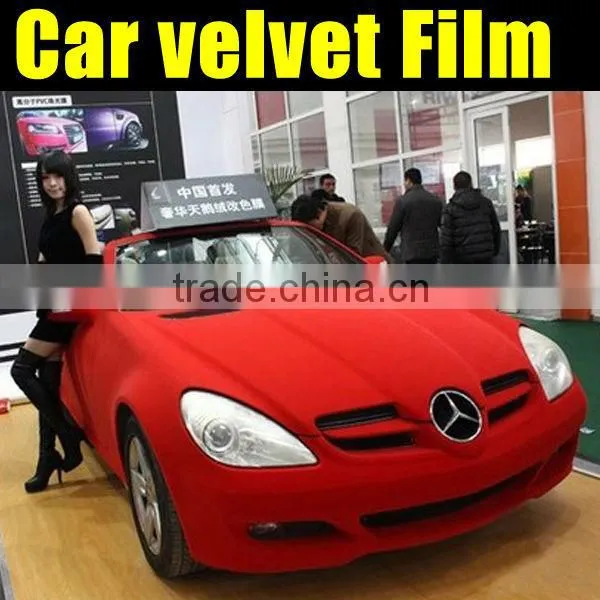 velvet car wrap 1.35*15m red color