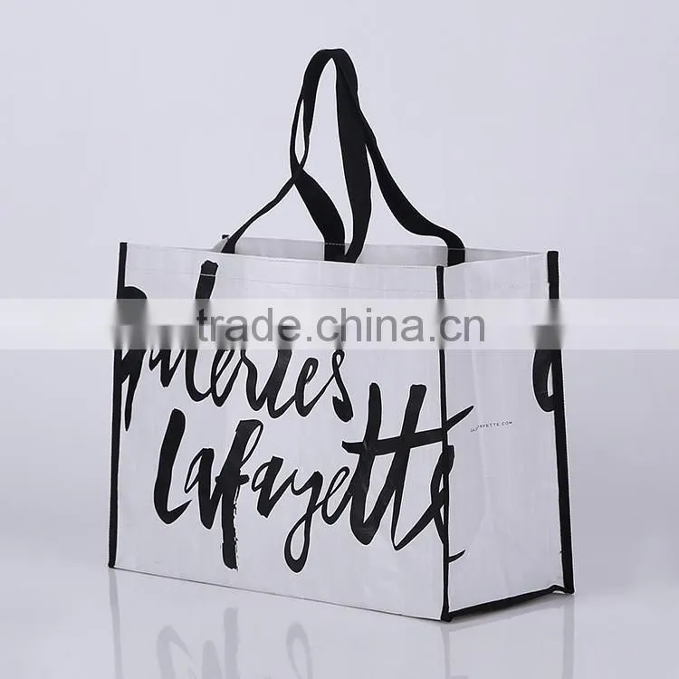 PP woven fabric with MAT lamination, shopping bag ,webbing PP handle ,with CMYK printing