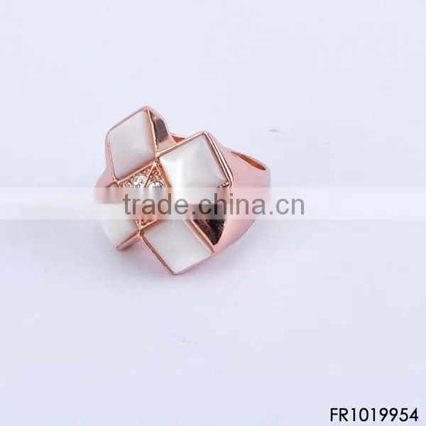 Rose Gold Four Square Opal Collected Brazil Word Cup Gift Ring