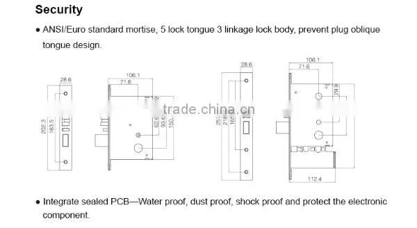 Top selling RFid door lock LSD8088 available in ANSI / Euro standard mortise