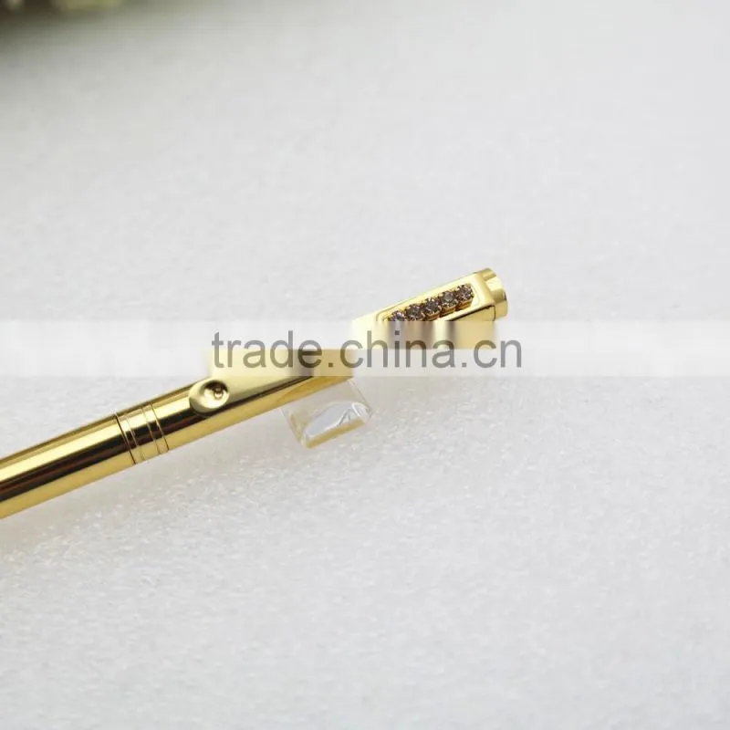 Gold slim metal pen , 24K gold pen with crystal
