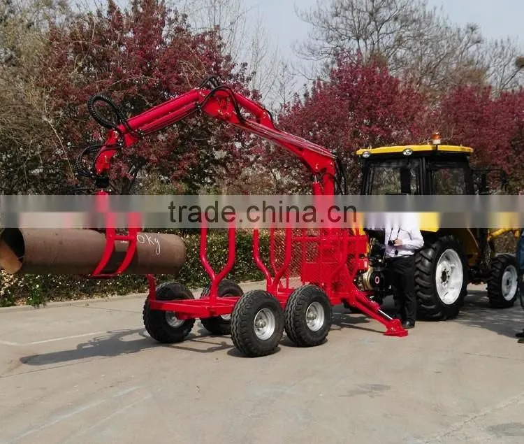 logs trailer with crane with telescopic crane