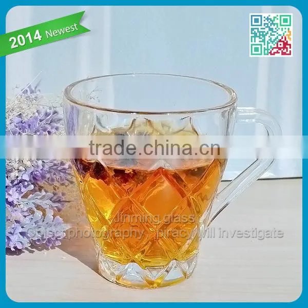 Embossed clear glass cup drinking oem moroccan tea glass cup