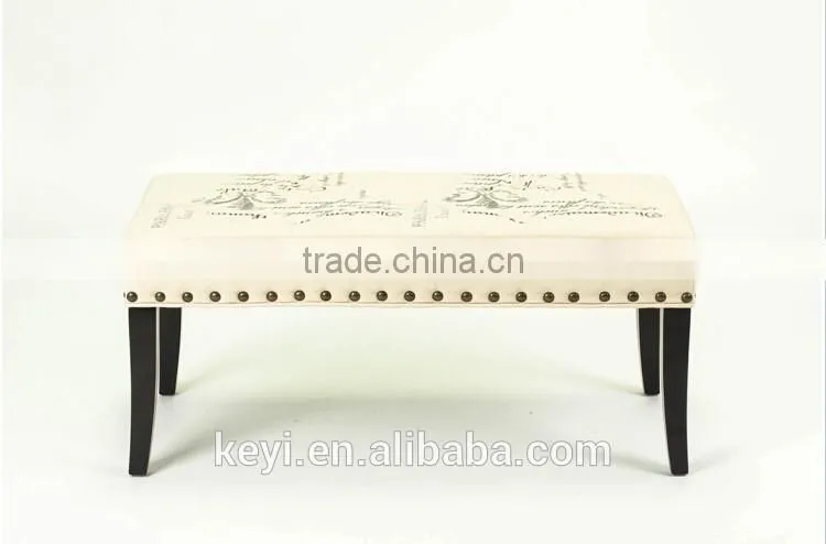 Solid Wood Style Home Furniture Fabric Foot Stool / wooden Shoe stool bench (KY-3038)