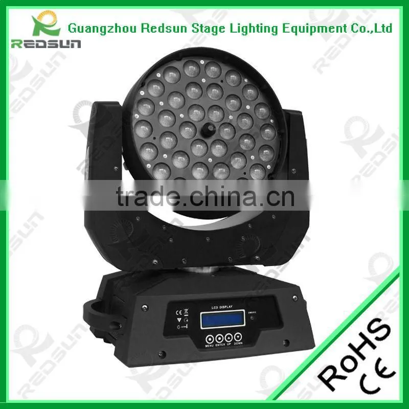 Lowest price!!LED ZOOM wheel roating Moving head 36pcs10W gobo beam sharpy dimmer fluorescent motorized linear stage light