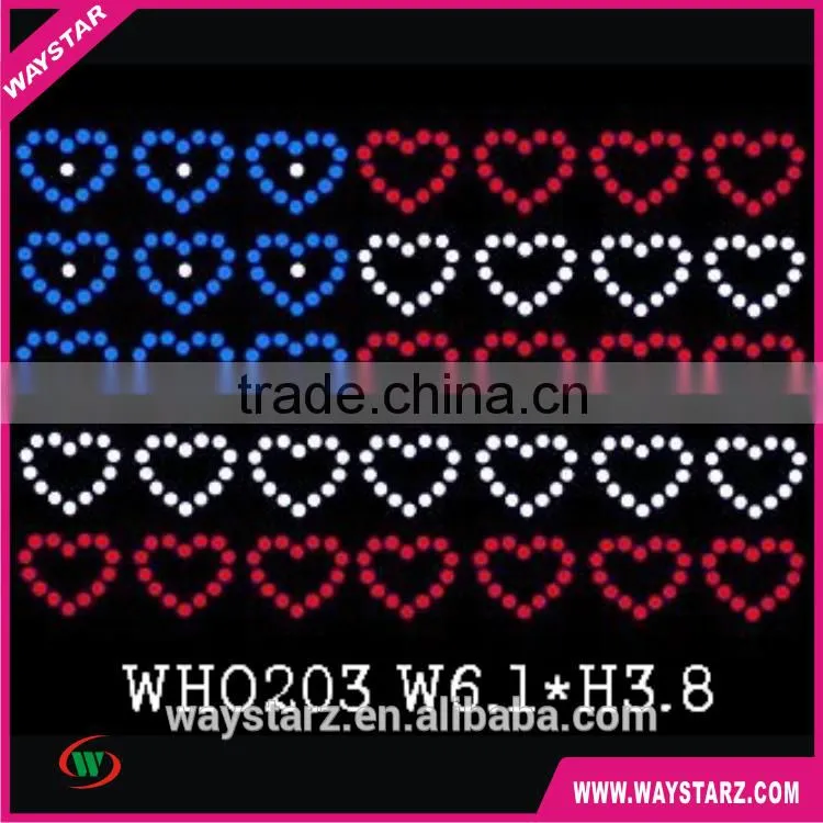 Heart American Flag Custom Rhinestone Heat Transfers