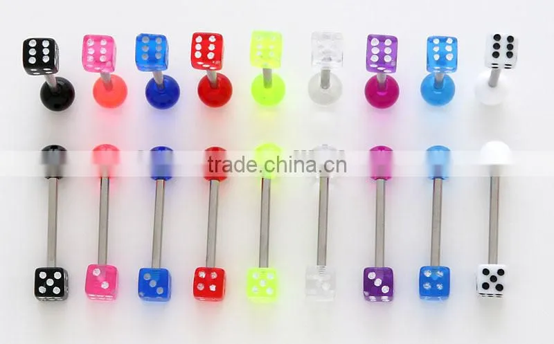 UV Acrylic Dice Tongue Ring