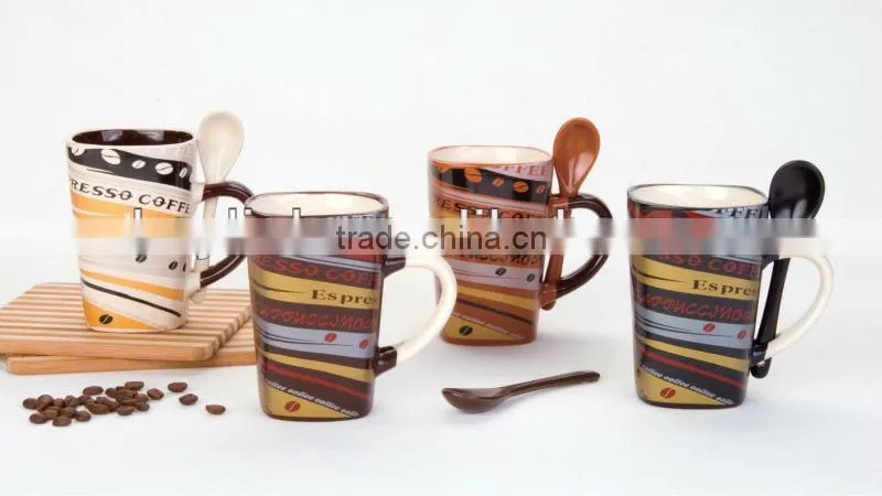 Egypt style ceramic mug with spoon