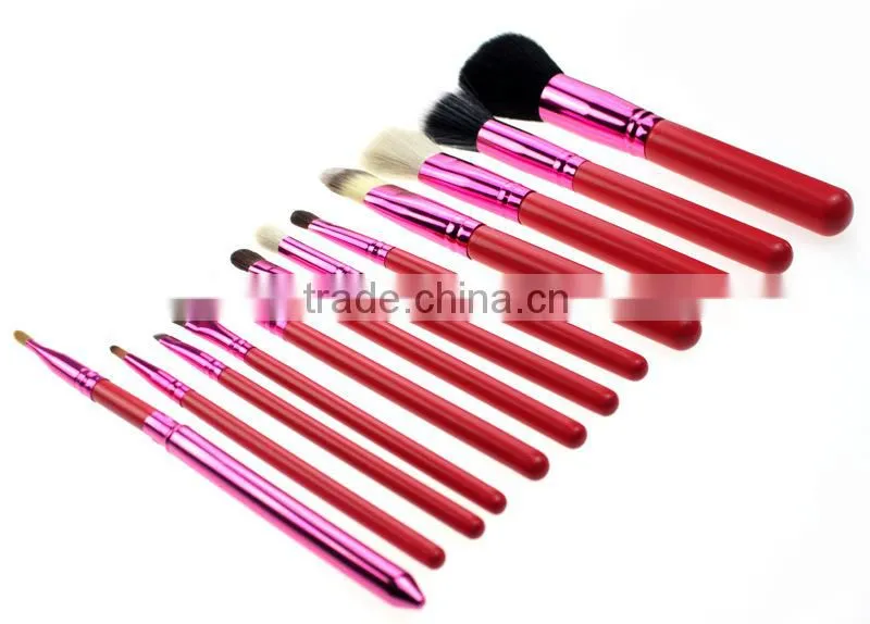 Pink Cosmetic Makeup Brushes Set Make up Tool With Leather Cup Holder