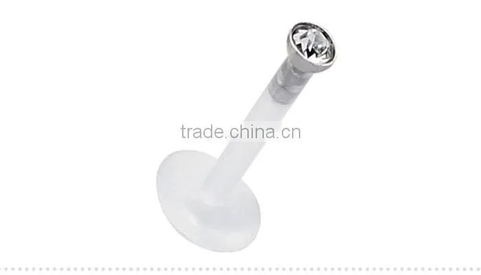 Crystal plastic bioflex labret piercing jewelry