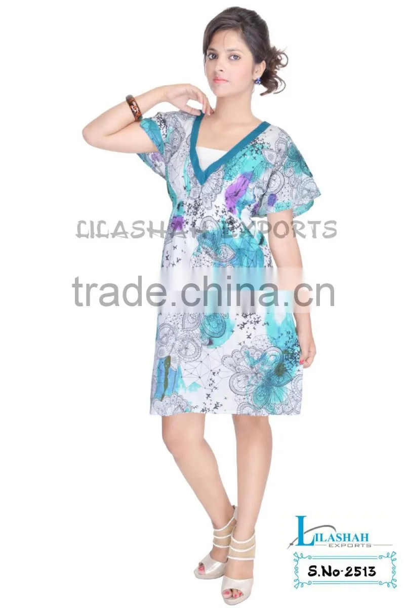 Cotton Floral Dress beach dress for girls Print Soft Rayon Printed Indian 2513