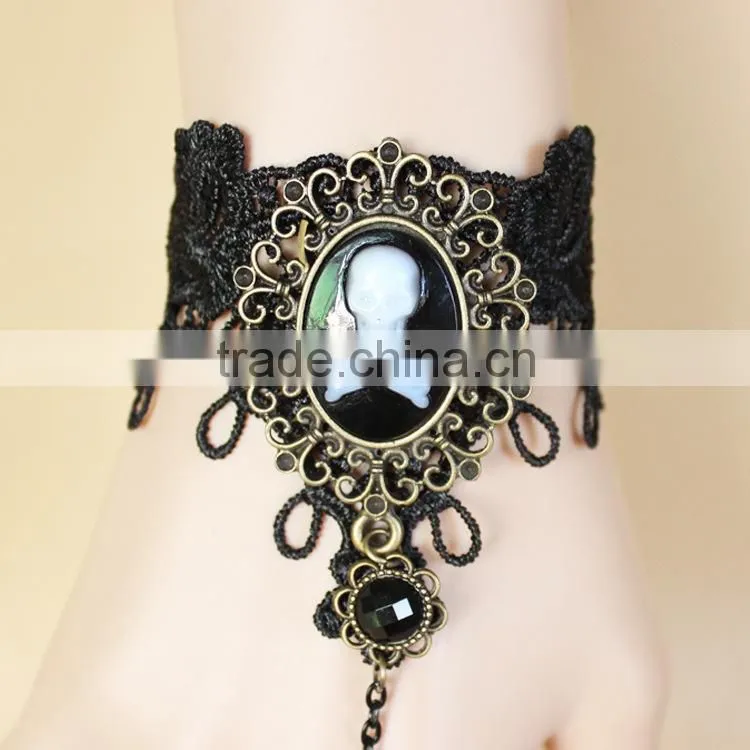 hallowmas skull vintage bracelet for women, vintage slave bracelet