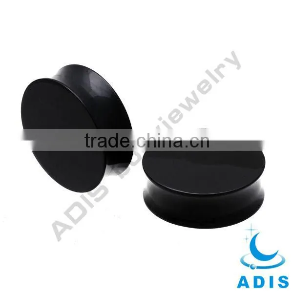 Black acrylic piercing body jewelry gauge