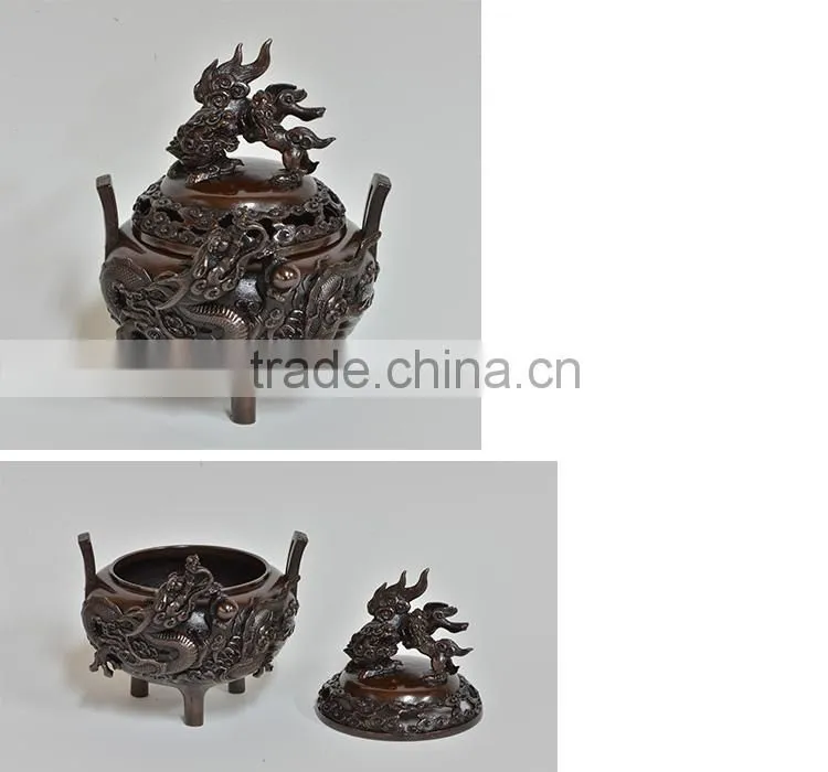 Beautiful and Luxury Dragon and bamboo design Vase,incenseburner,and religious candle holder set made in Japan with long-lasting