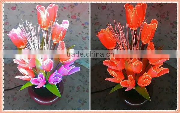 Plastic Flower with Fiber Optic Lights / Chinese Pink Tulip with Lights