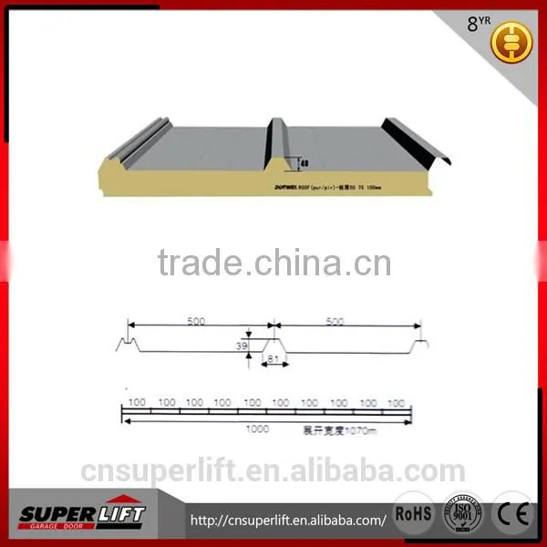 small weight insulated Polyurethane sandwich roof panel