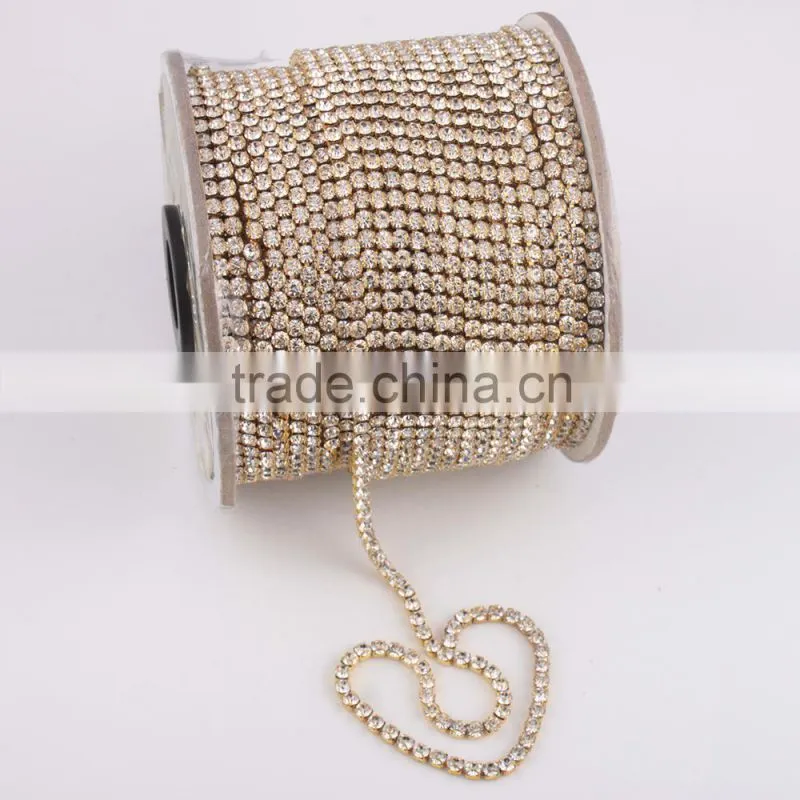 Wholesale rhinestone sliver&gold plated cup chain in roll