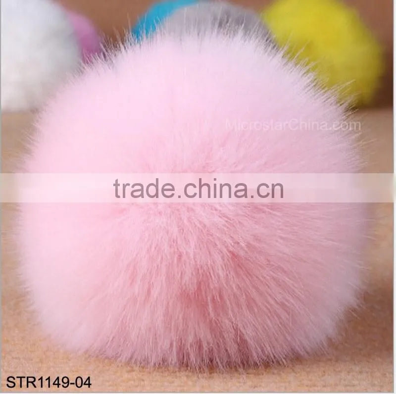 19 colors size of 10cm Cute Fluffy Ball imitation fox fur ball keychain Pendant Handbag Charm Keyring