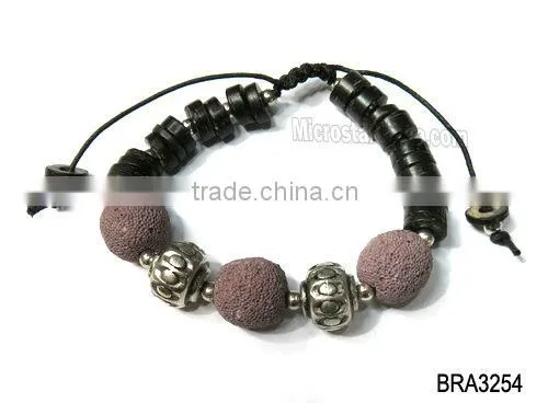 Braided handmade lava stone bracelet