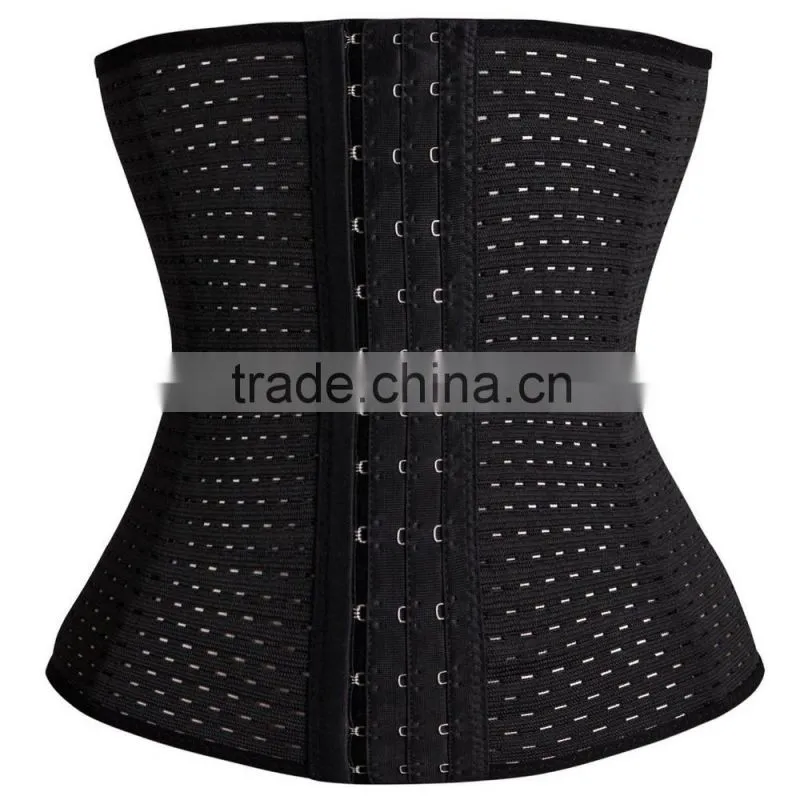 Two color 2015 wholesale 100% latex breathable waist trainer corset with a hole very cheaper