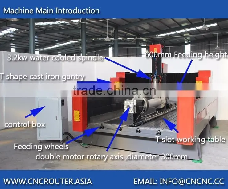 Heavy Duty 4 Axis Metal Wood Stone Carving CNC Router Engraving Machine ZK-1325 1300*2500mm With 600mm Z Height Computer Control