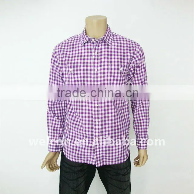 Chinese factory processing ODM OEM 100% cotton casual long sleeve popular check men's shirt