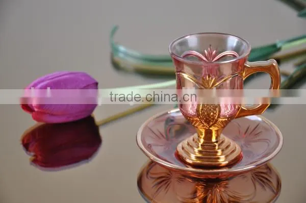 Cut glass cup and saucer set