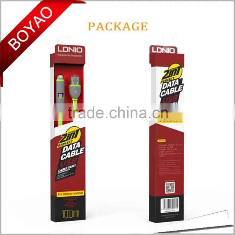 2016 High speed multi color 2 in 1 usb cable 1m, 2 in 1 micro usb cable CE FCC ROHS