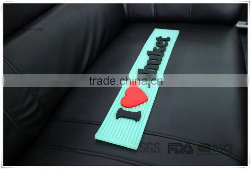 Save 10% rectangle soft pvc noctilucence bar mat, custom bar spill mat