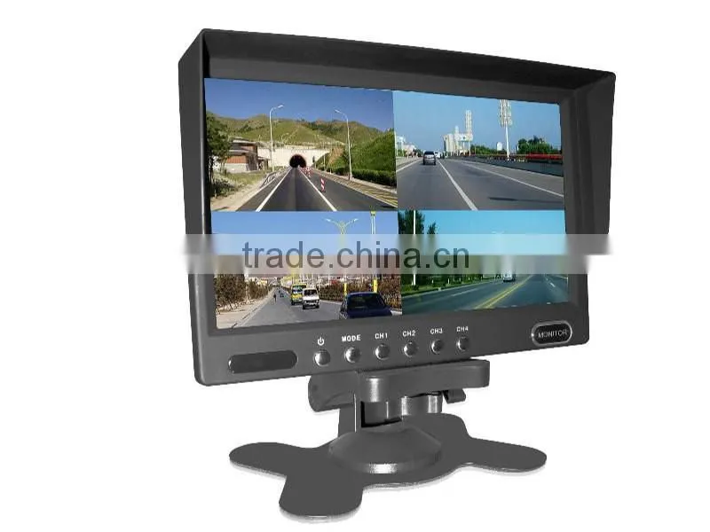 Car Rear view systems 7" digital quad bus monitor with 4 pin aviation connector