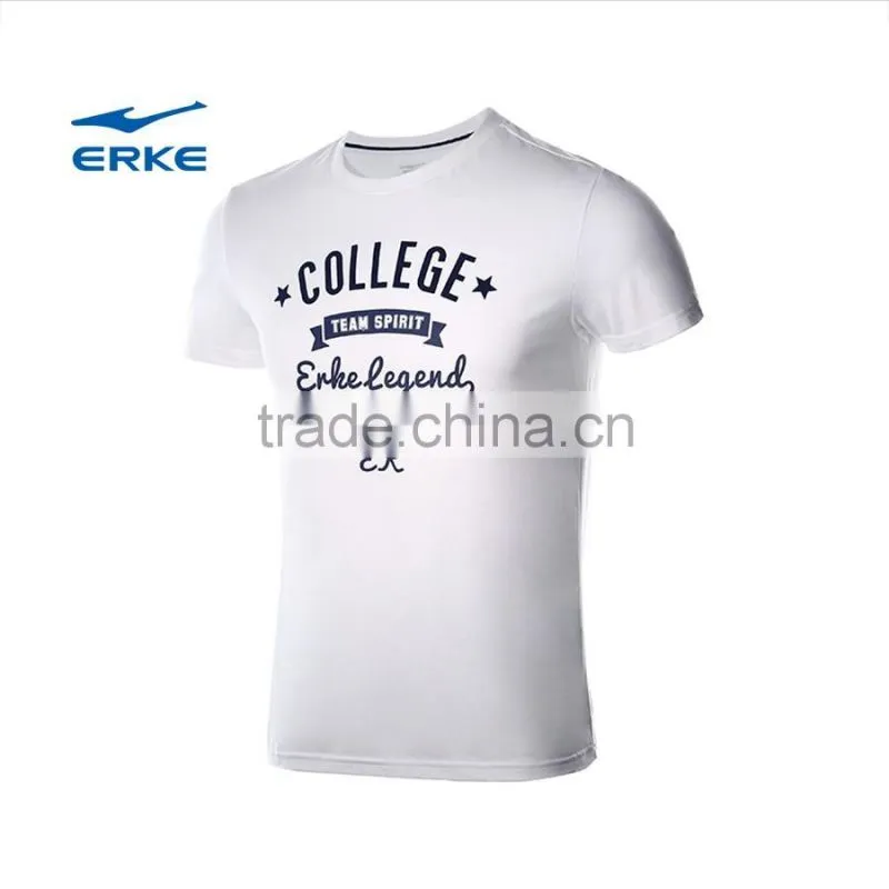 ERKE wholesale casual style summer white printed letters round neck mens cotton t shirt
