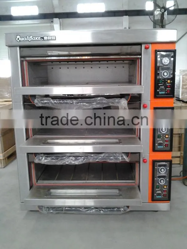 3 layer 6 trays pizza oven/bakery gas deck oven