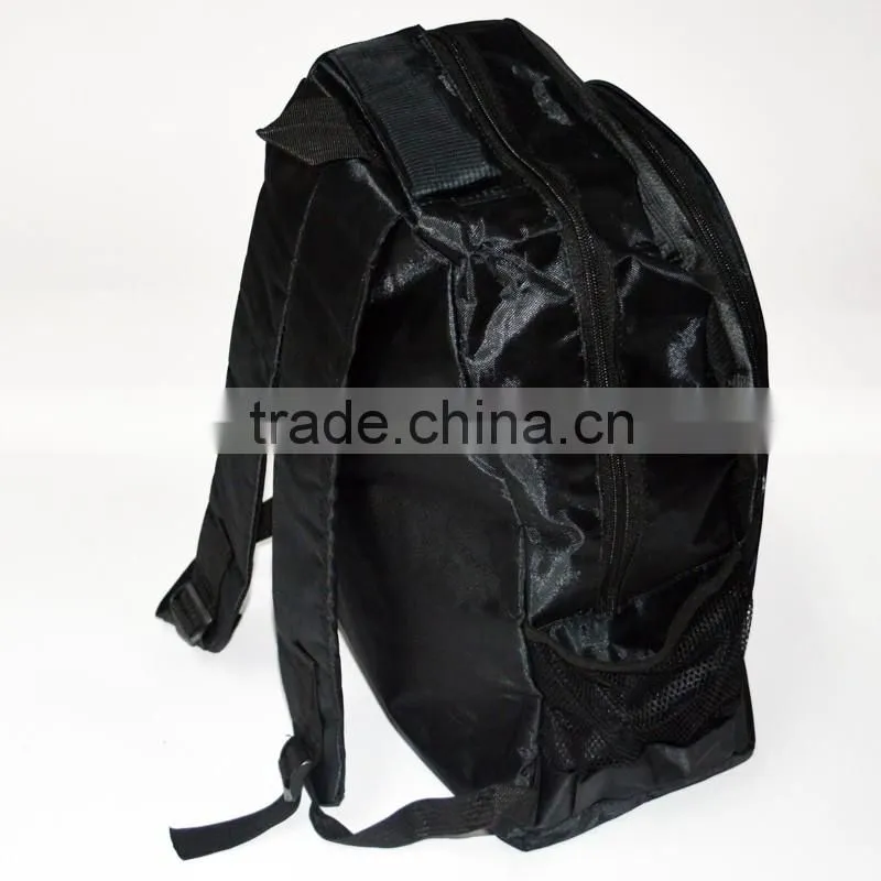 black polyester large capacity sport school bag with comfort padding