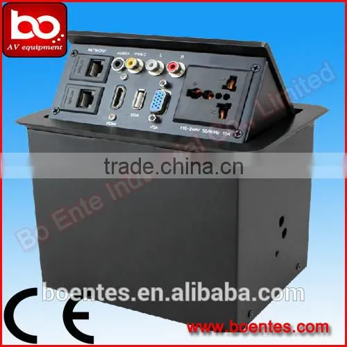 Desktop Hydraulic Pop Up AV Socket with Bottom Interface for Conference Audio-Visual Solutions
