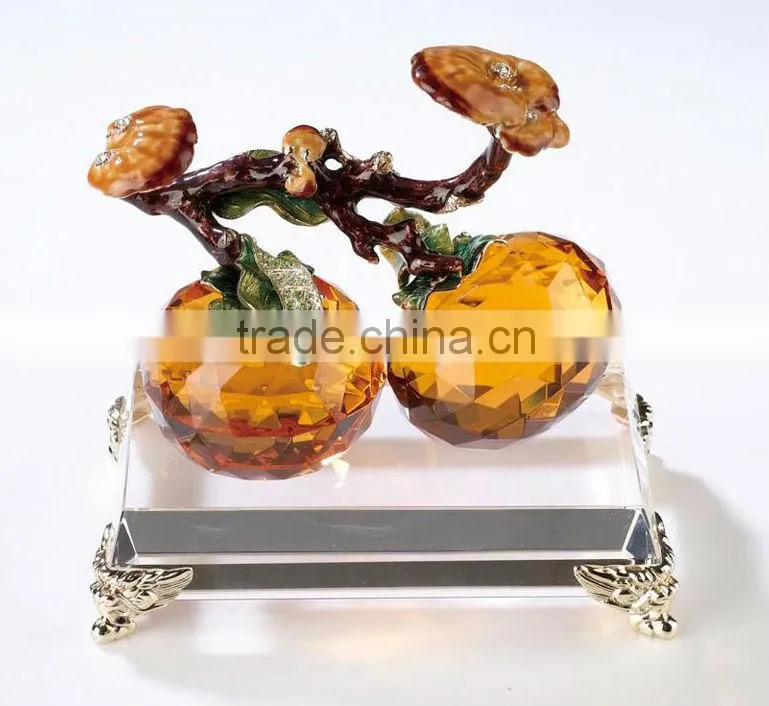 RORO Everything Satisfactory persimmon enamel crystal glass decorative article for home decoration/gift