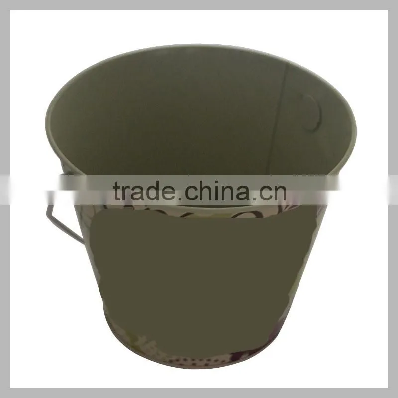 Round with handle water tin boxes/Package Box Item Customized Printing Colorful Flower Metal Tin Bucket With Handle