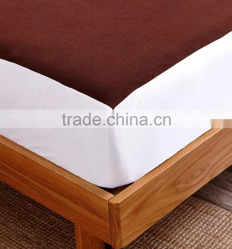 TPU Laminated Waterproof Brown Queen Polar Fleece Fitted Sheets