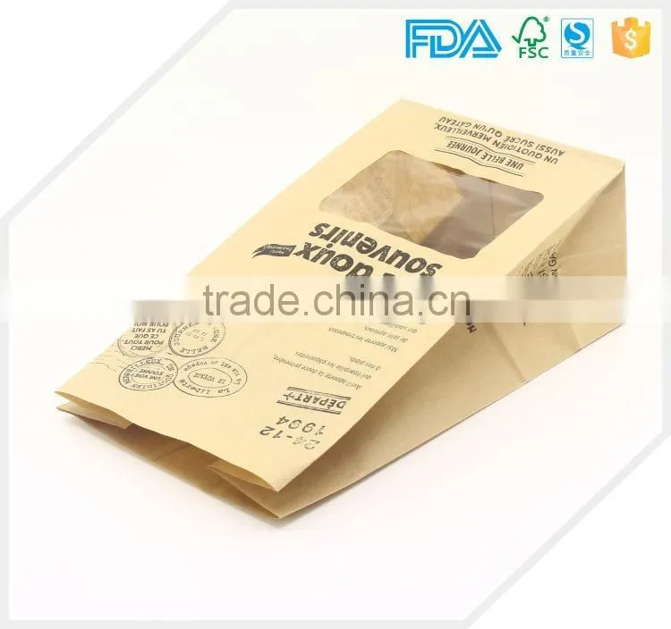 Accept custom order popular design security food kraft paper bag,snack paper bag