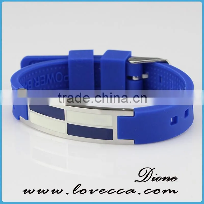 Good price blue personalized silicone bracelets 4 in 1 bio magnetic band