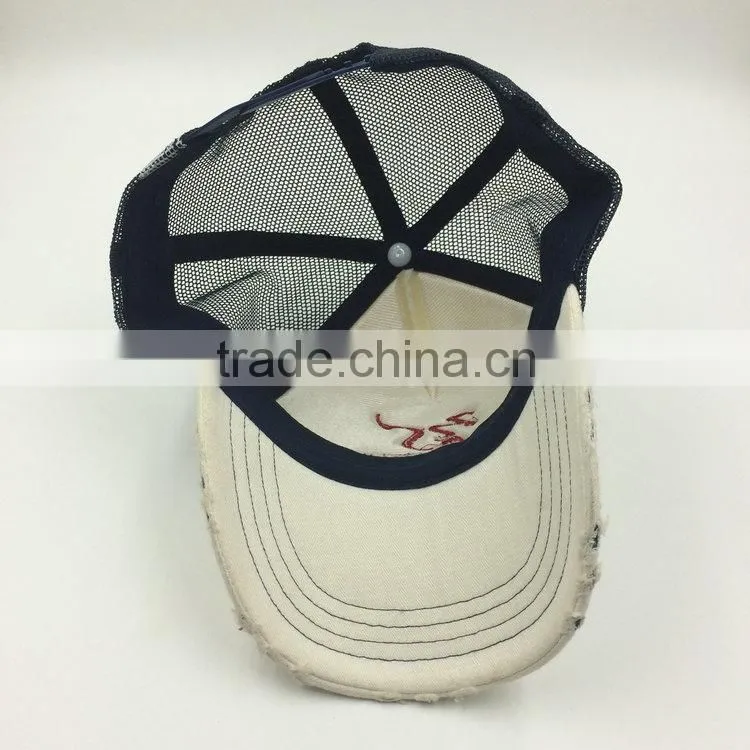 High quality 3D embroidery logo cotton herringbone trucker hats