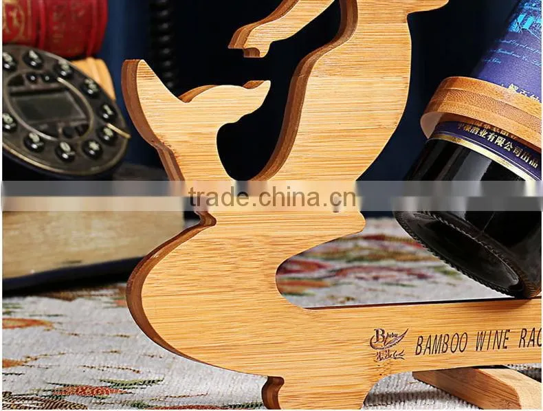WR005/100% Bamboo Material Hot Sale Mermaid Shaped Folding Bamboo Red Wine Rack