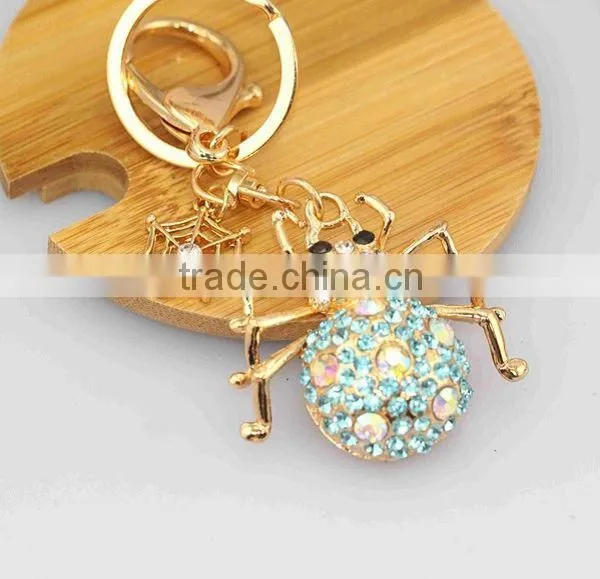 2014 Latest Rhinestone Spider Key Chain, Gift Bag Pendant ZTKC-167