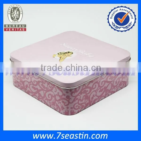 square metal biscuit tin box with high quality