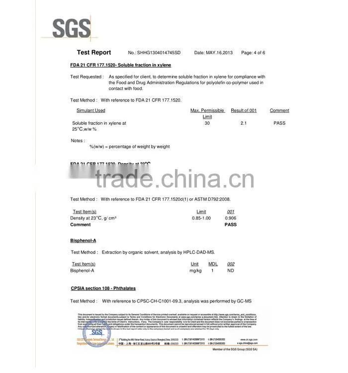 PP plastic baby travel wipe case with FDA test report
